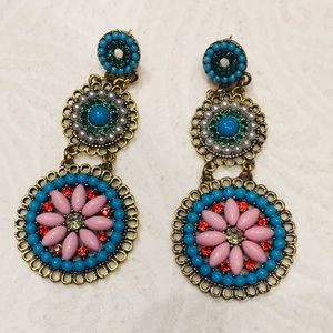 Vibrant dangle flower 80s oversized jewelry